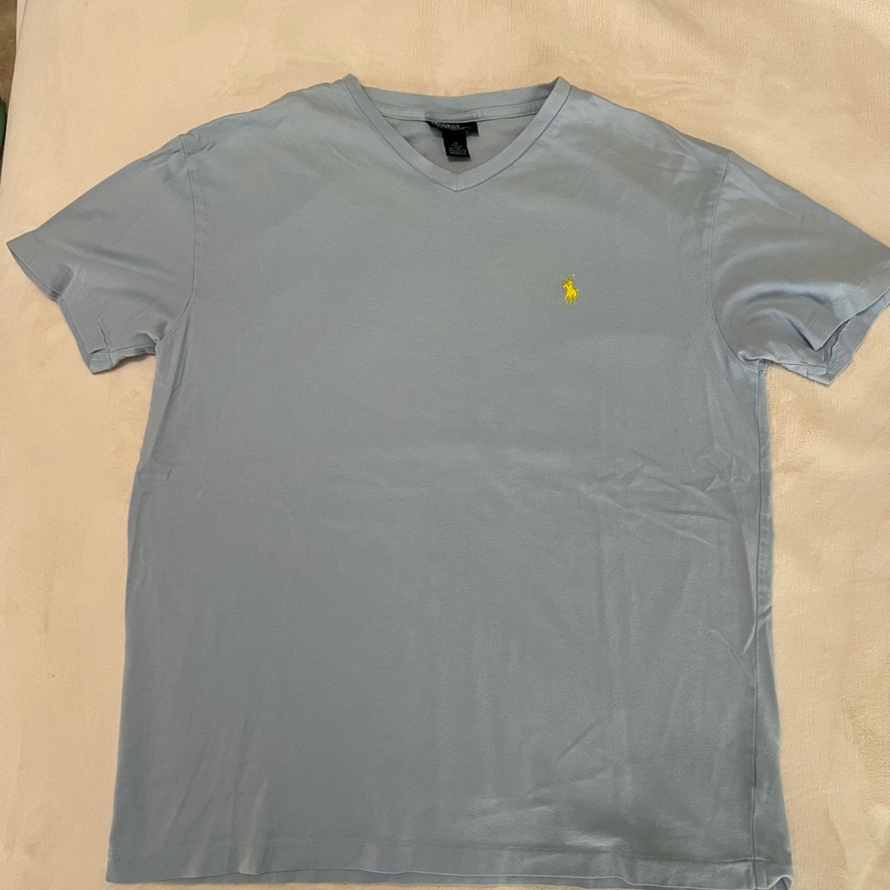 Polo Ralph Lauren Light Blue V-Neck T-shirt, Medium
